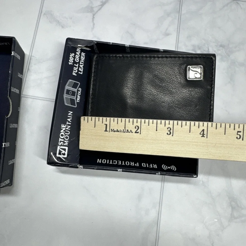 Stone Mountain Men's Leather Wallet Trifold - RFID Protection - Black New In Box